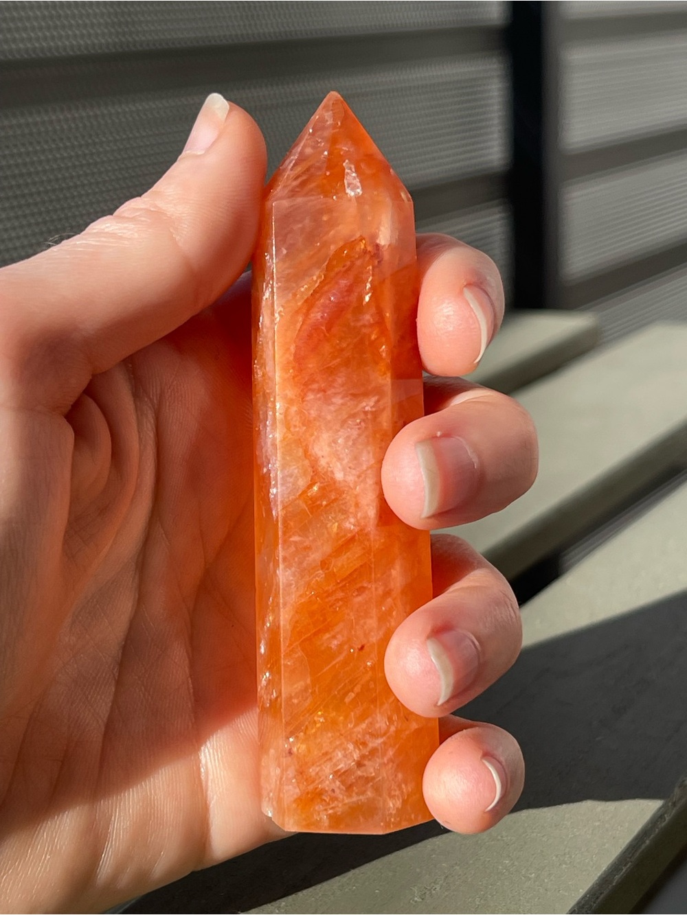 Fire Quartz Crystal Point Tower
